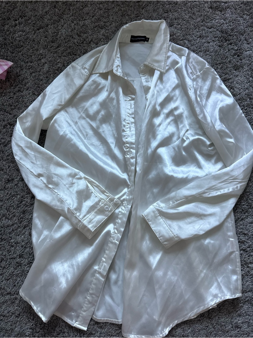 Women’s White Satin Button-Up Shirt